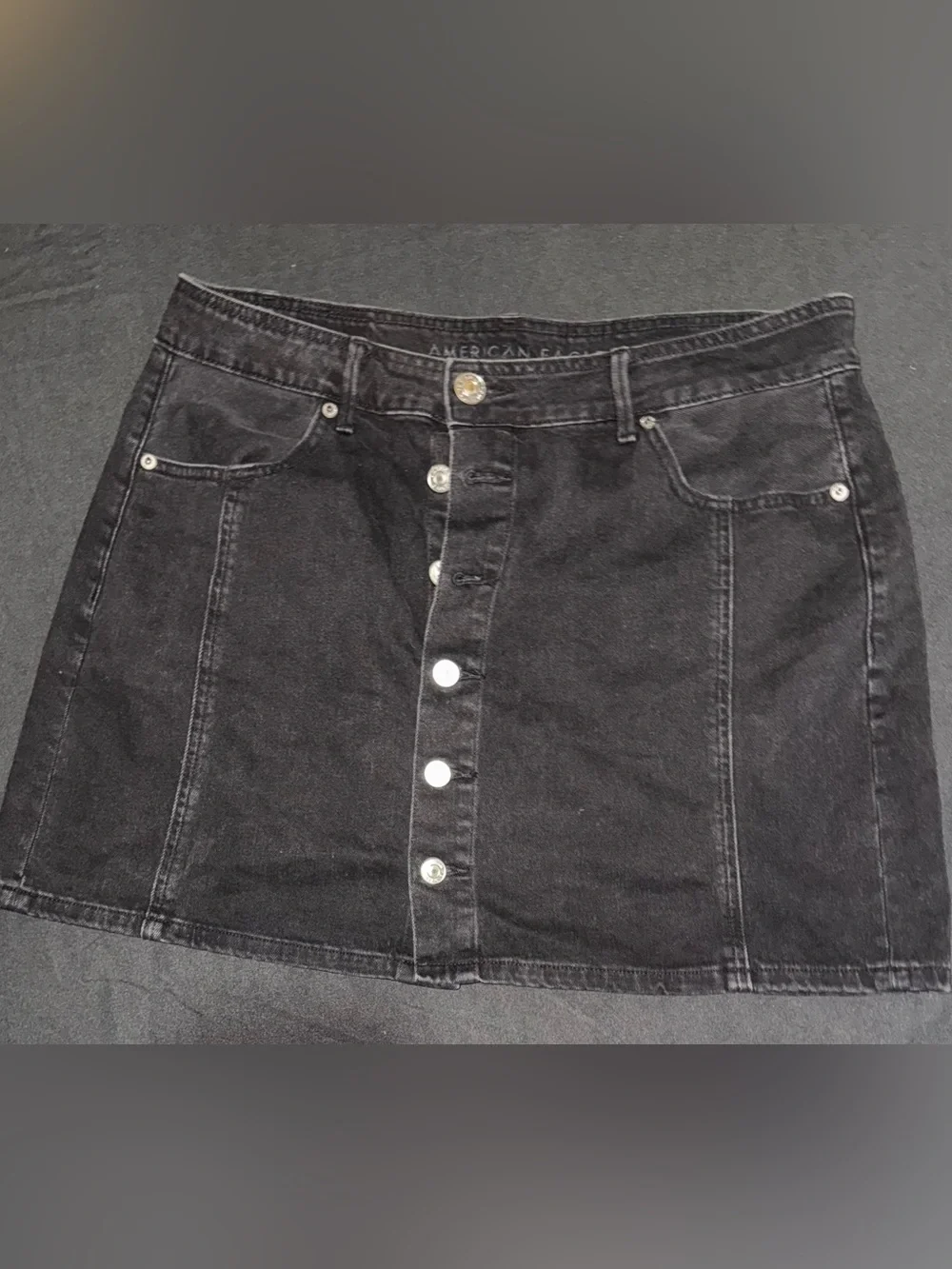 American Eagle Outfitters Black Button-Front Denim Skirt